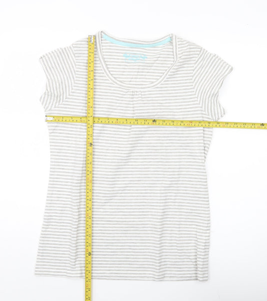 Peter Storm Womens Grey Striped Scoop Neck T-Shirt Size 14