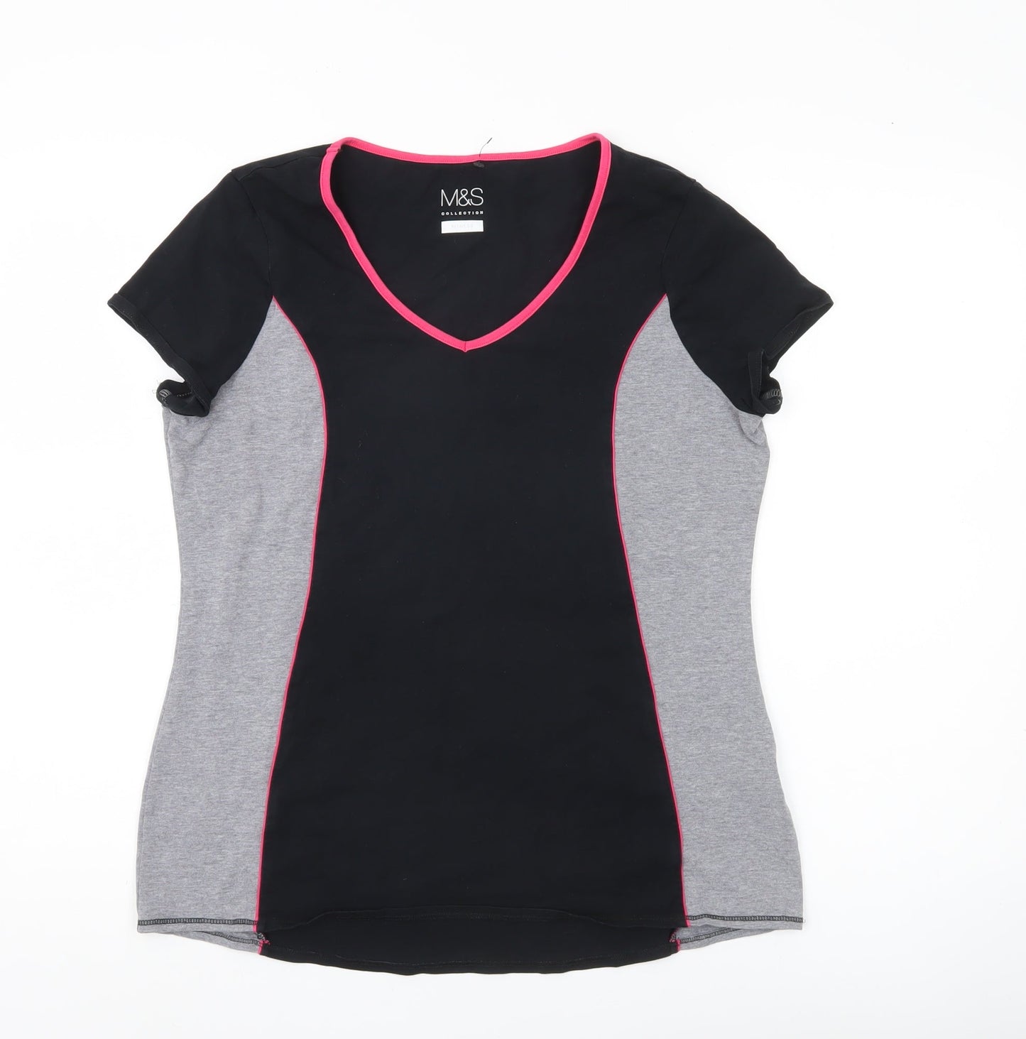 Marks and Spencer Womens Black Grey Pink Activewear T-Shirt UK 16