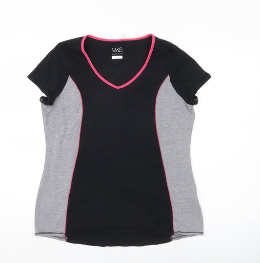 Marks and Spencer Womens Black Grey Pink Activewear T-Shirt UK 16