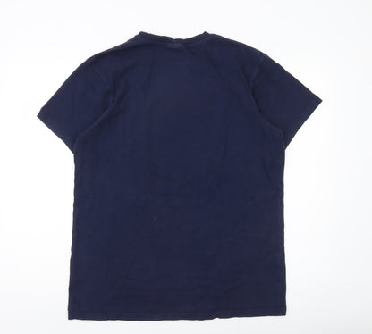 McKenzie Men’s Blue Logo Graphic T-Shirt Size L Crew Neck Cotton