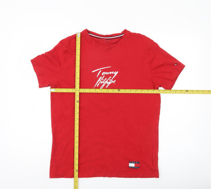 Tommy Hilfiger Men’s Red Medium Graphic Logo T-Shirt Cotton