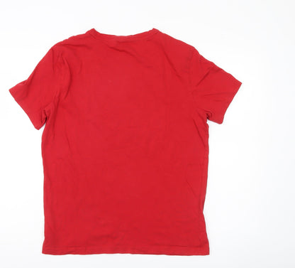 Tommy Hilfiger Men’s Red Medium Graphic Logo T-Shirt Cotton