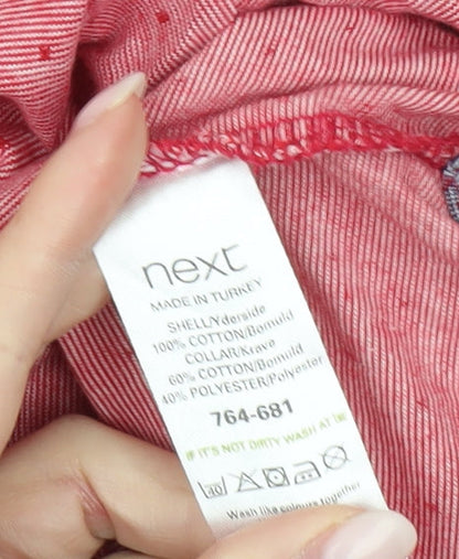 Next Men’s Red Polka Dot Cotton Polo Shirt Size S Short Sleeve