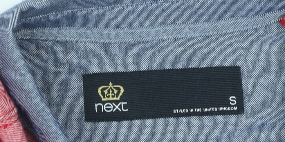 Next Men’s Red Polka Dot Cotton Polo Shirt Size S Short Sleeve