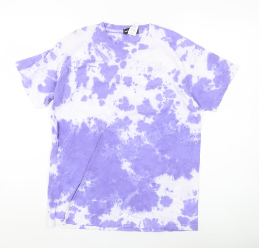 PrettyLittleThing Womens Purple Tie Dye Cotton T-Shirt Size S