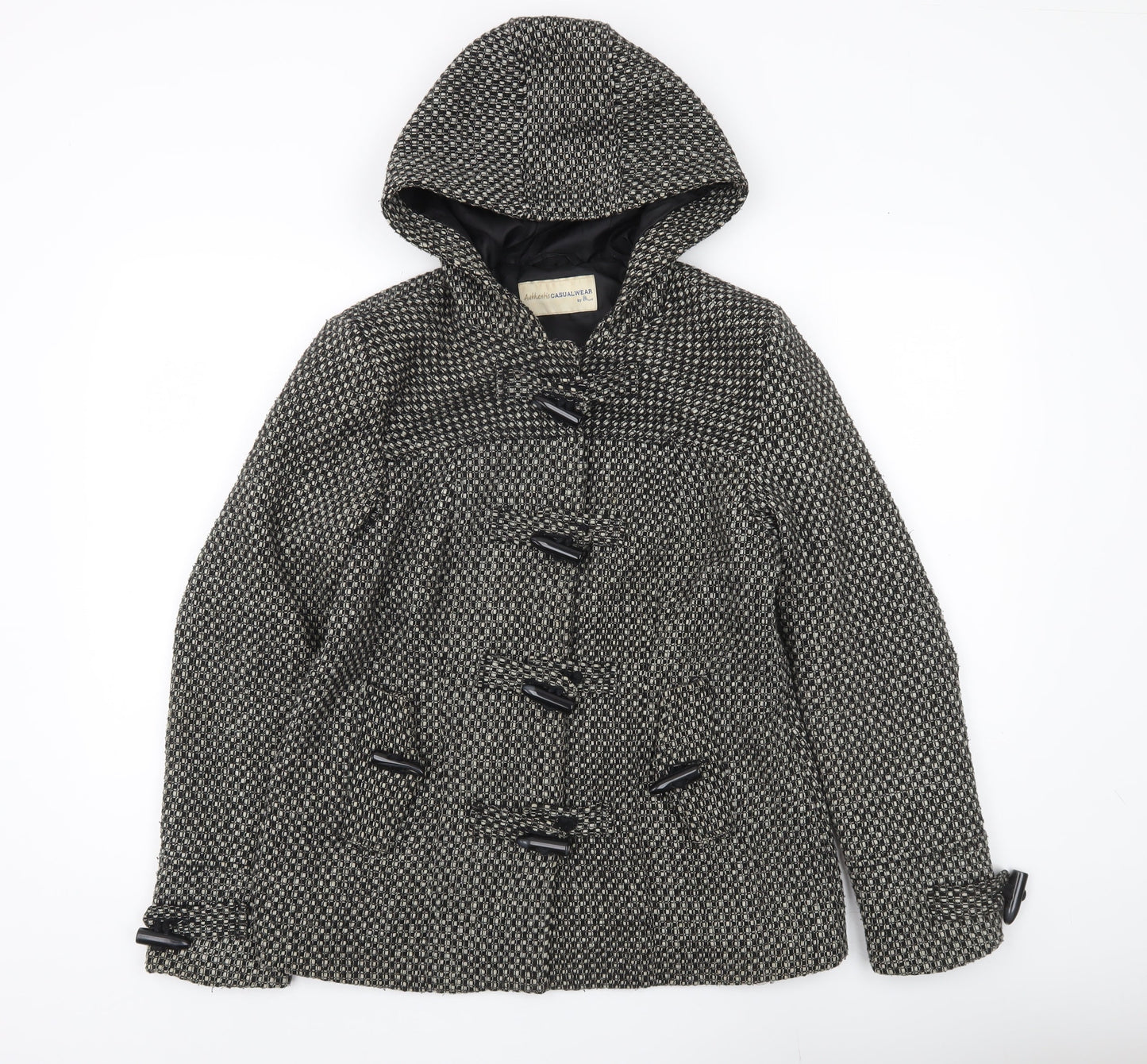Womens UK Size 12 BHS Black Duffle Coat