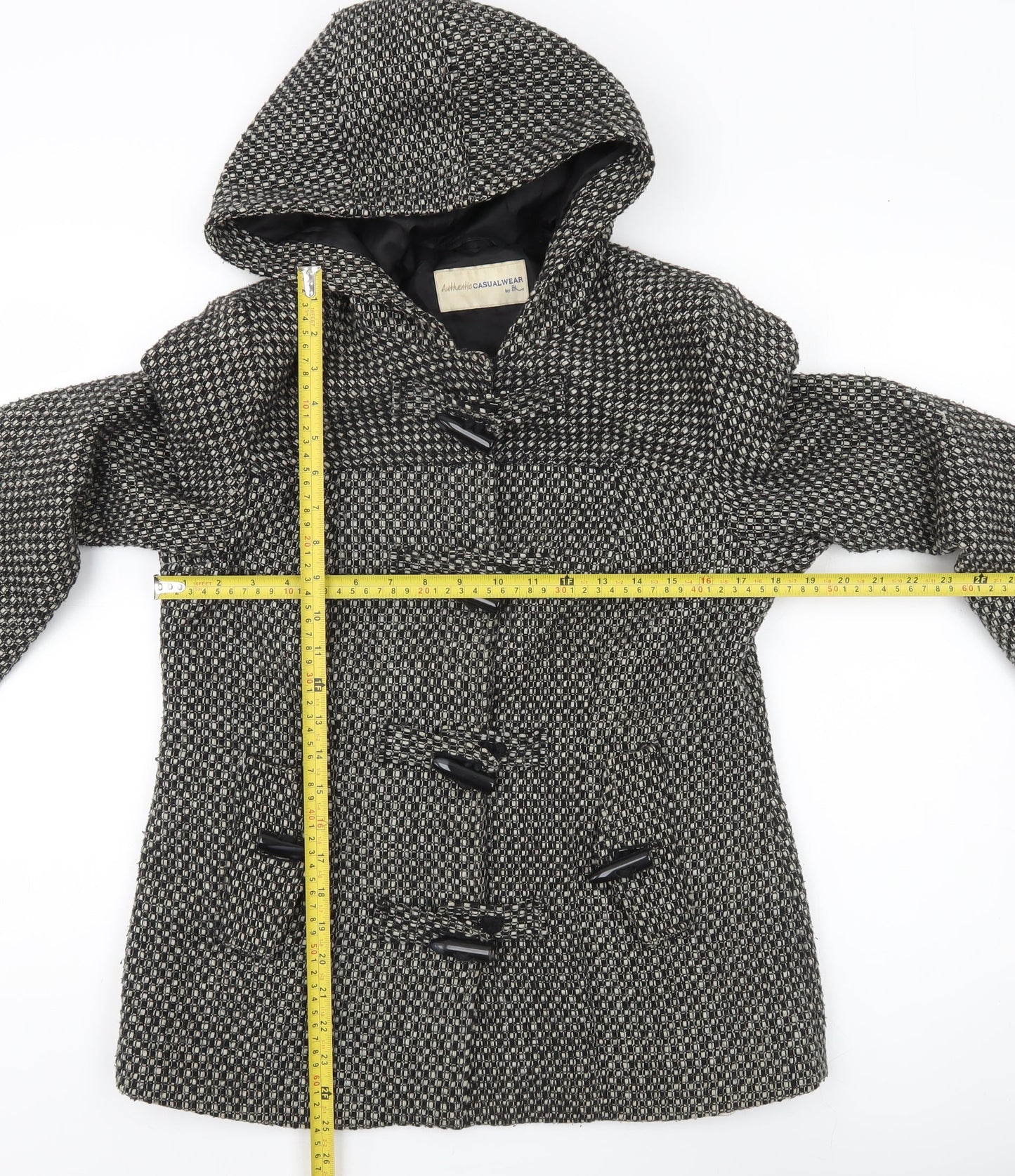 Womens UK Size 12 BHS Black Duffle Coat