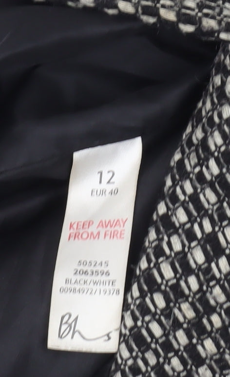 Womens UK Size 12 BHS Black Duffle Coat