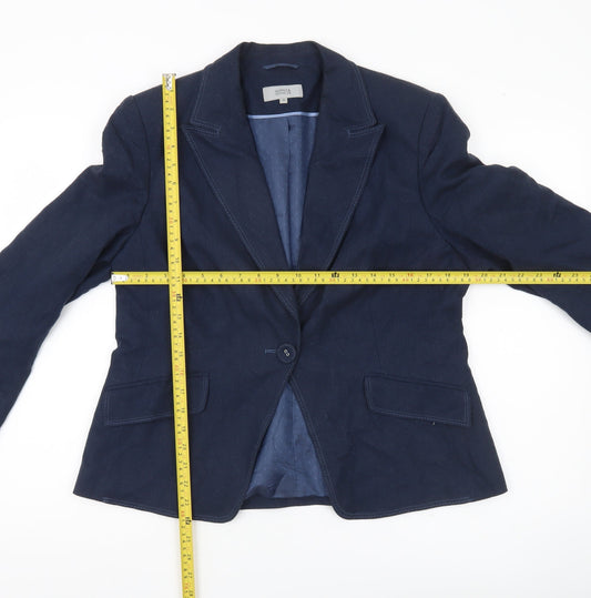 Marks and Spencer Women’s Blue Linen Blend Blazer Jacket Size 16