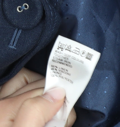 Marks and Spencer Women’s Blue Linen Blend Blazer Jacket Size 16