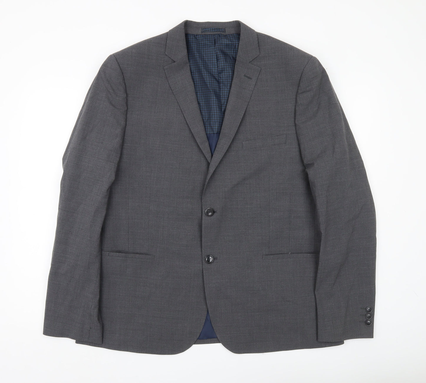 Marks and Spencer Men Grey Wool Blend Blazer Jacket Size 44 M Classic Fit