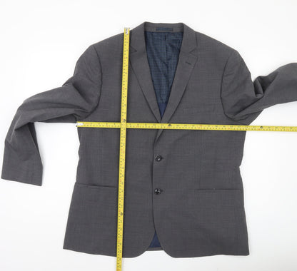 Marks and Spencer Men Grey Wool Blend Blazer Jacket Size 44 M Classic Fit