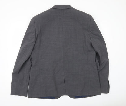 Marks and Spencer Men Grey Wool Blend Blazer Jacket Size 44 M Classic Fit