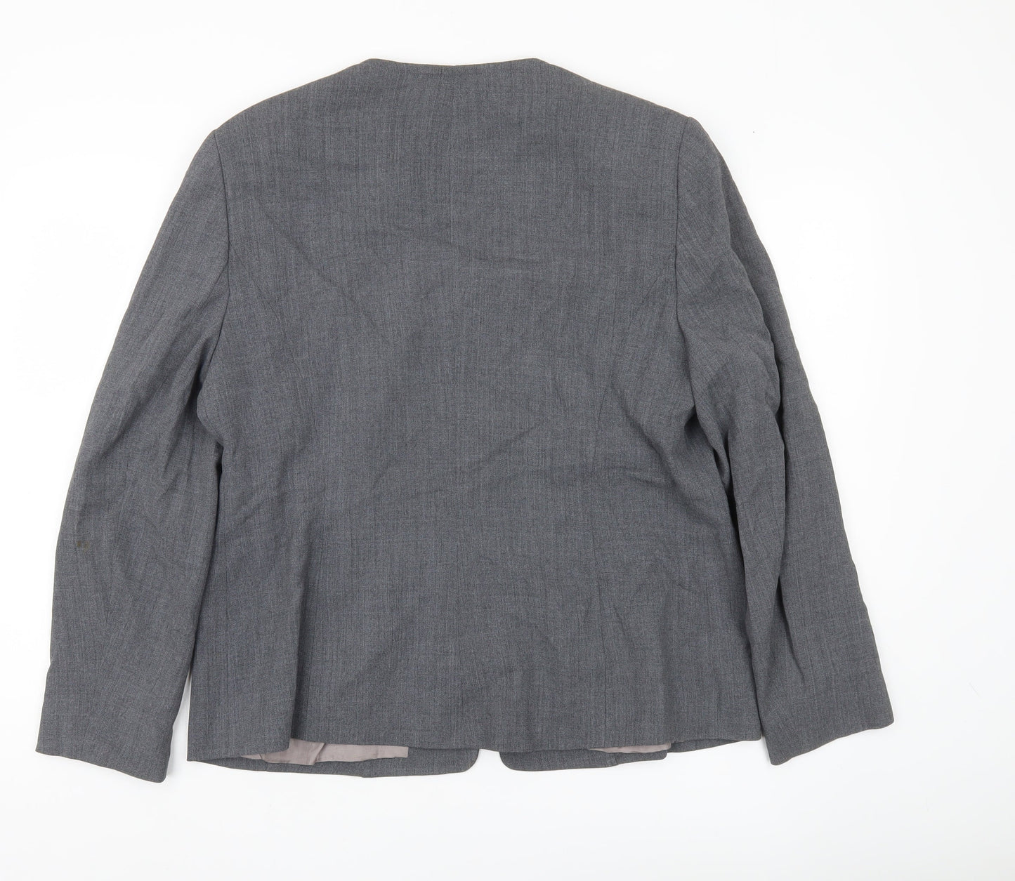 J Taylor Women’s Grey Zip Blazer Jacket Size 16 Wool Blend Workwear