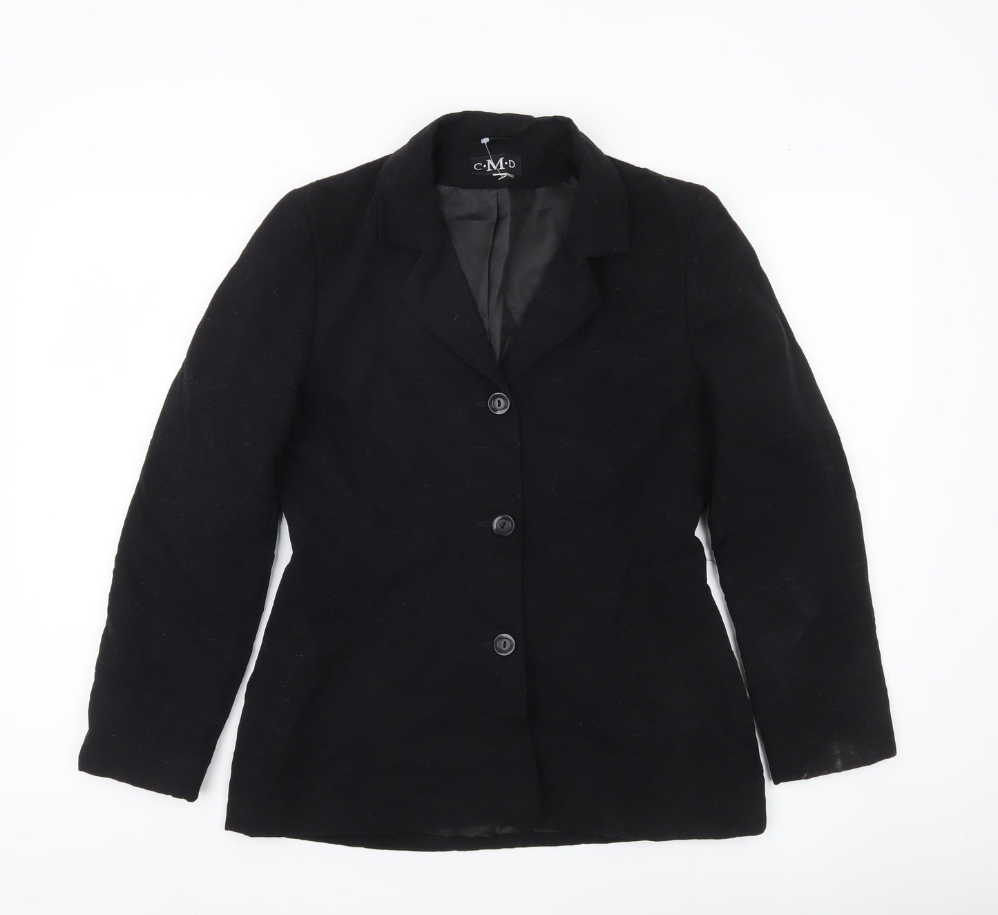 CMD Womens Black Size 12 Single-Breasted Blazer Jacket
