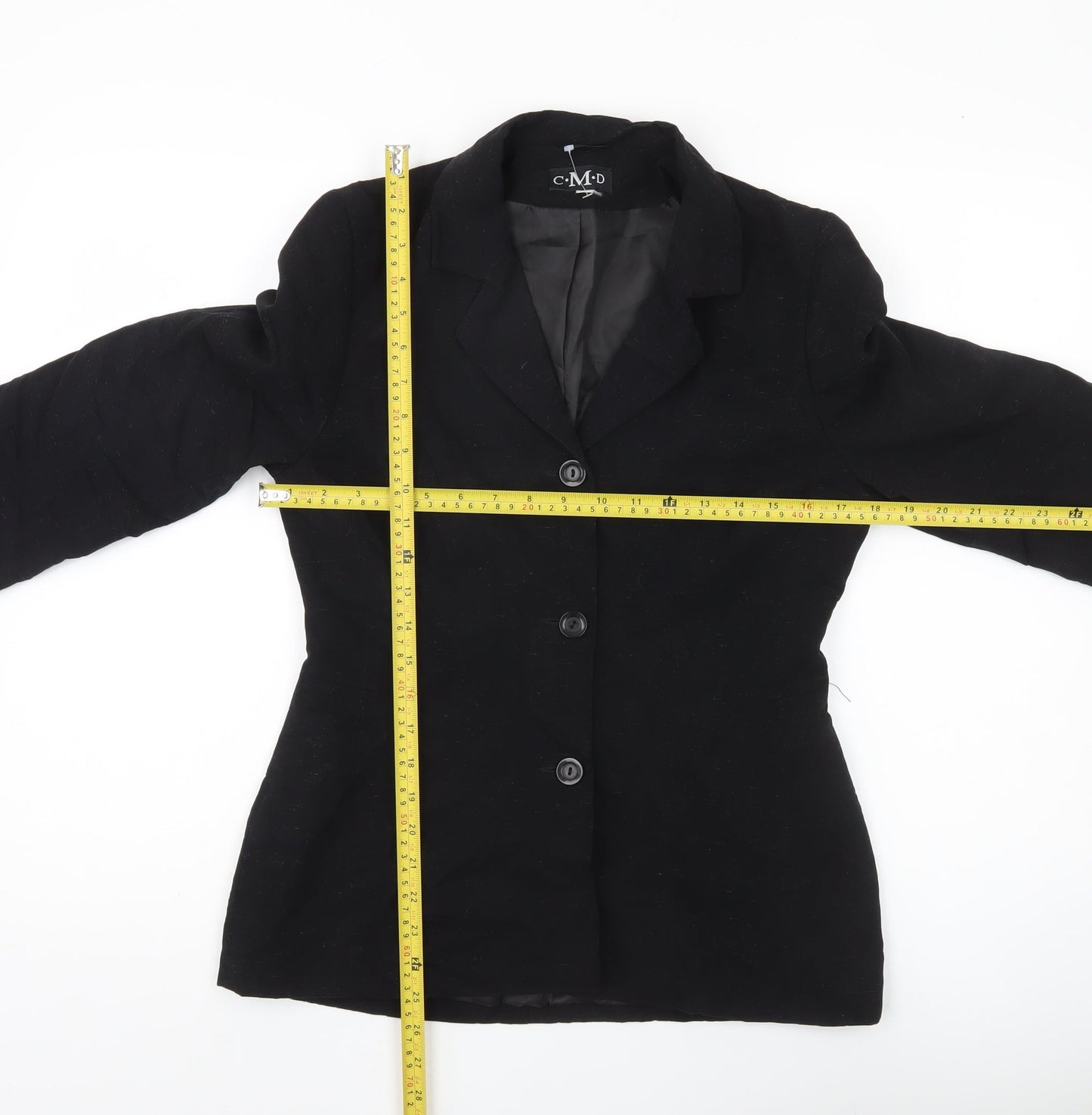 CMD Womens Black Size 12 Single-Breasted Blazer Jacket