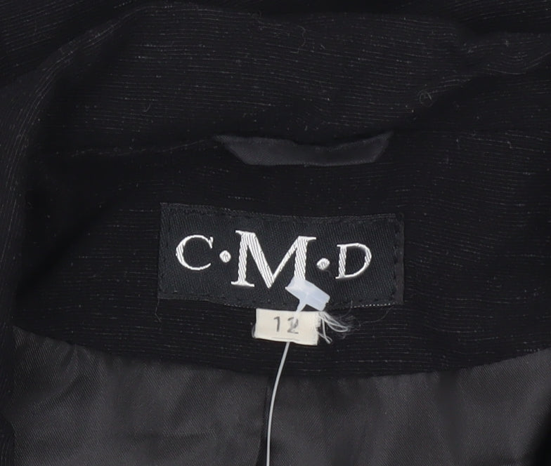 CMD Womens Black Size 12 Single-Breasted Blazer Jacket