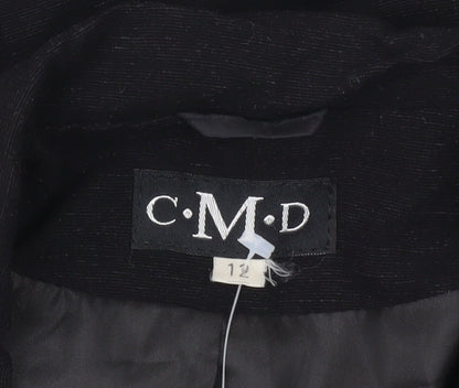 CMD Womens Black Size 12 Single-Breasted Blazer Jacket