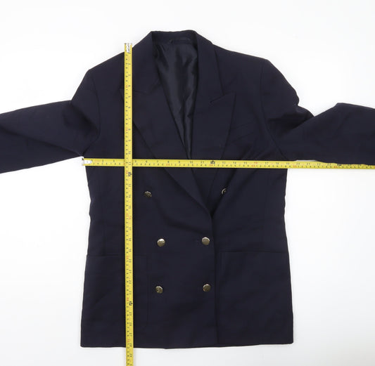 Next Women Blue Size 12 Double-Breasted Blazer Jacket