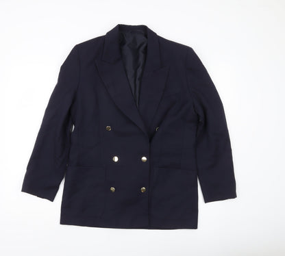 Next Women Blue Size 12 Double-Breasted Blazer Jacket