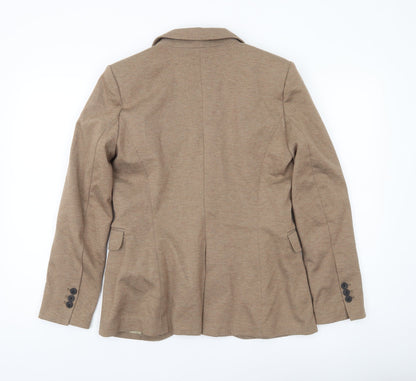 Zara Basic Women Brown Blazer Jacket L Notch Lapel Tailored Workwear