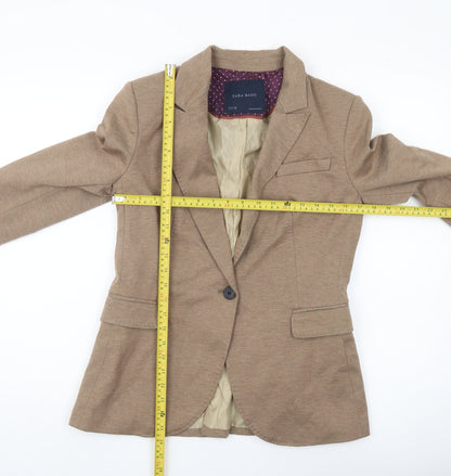 Zara Basic Women Brown Blazer Jacket L Notch Lapel Tailored Workwear