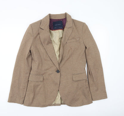 Zara Basic Women Brown Blazer Jacket L Notch Lapel Tailored Workwear