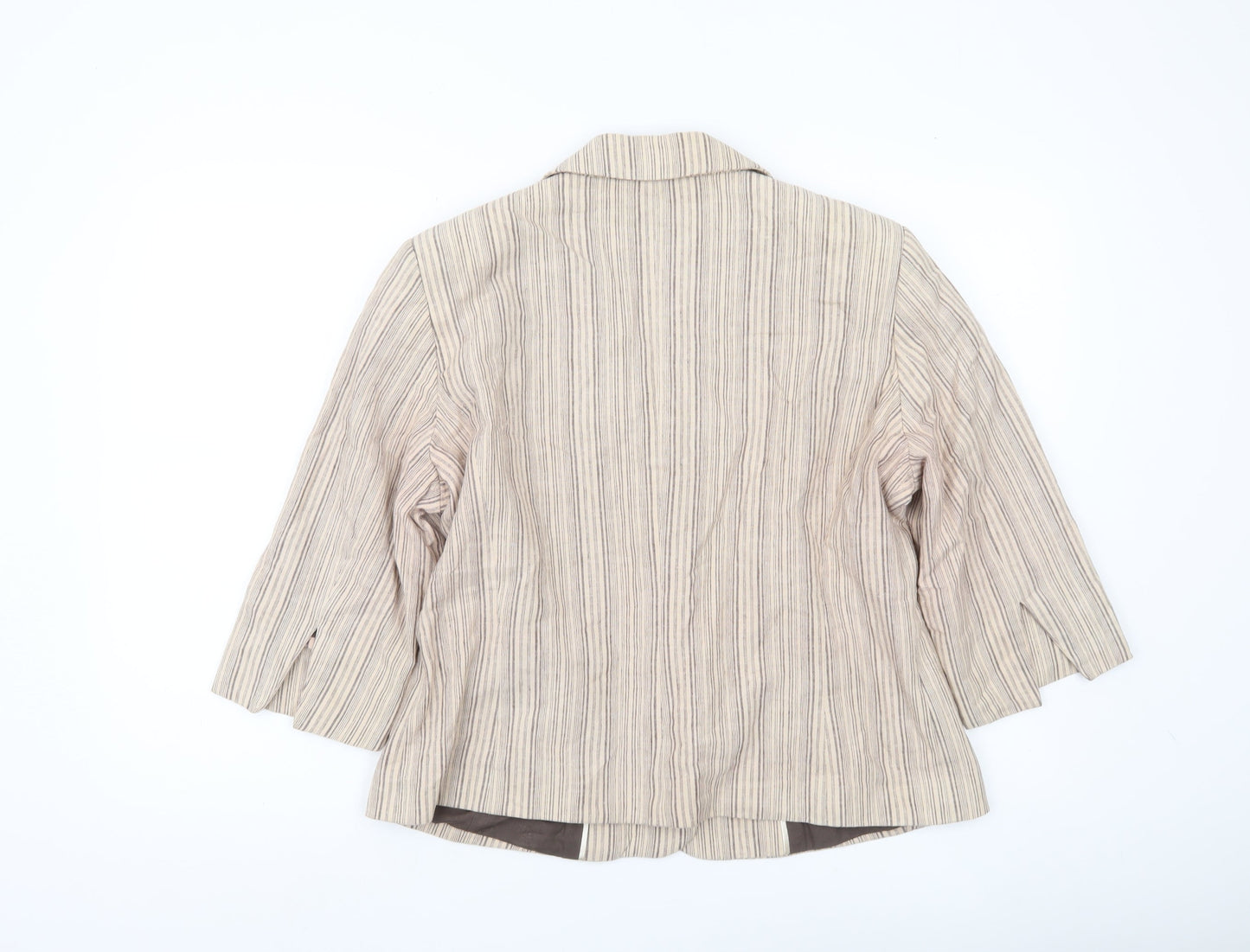 Klass Collection Womens Beige Striped Blazer Jacket Size 16
