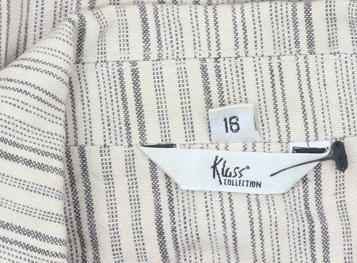 Klass Collection Womens Beige Striped Blazer Jacket Size 16