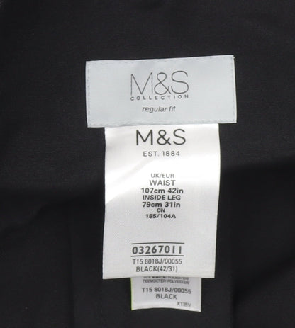 Marks and Spencer Men’s Black 42W 31L Regular Fit Dress Trousers