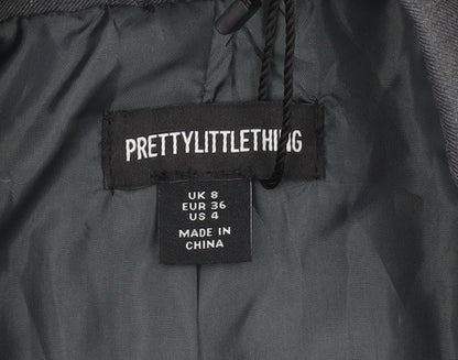 PrettyLittleThing Women's Grey Size 8 Single Breasted Blazer Jacket