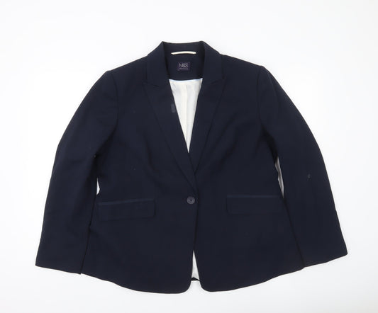 Marks and Spencer Women’s Blue Blazer Jacket UK 18 Regular Fit