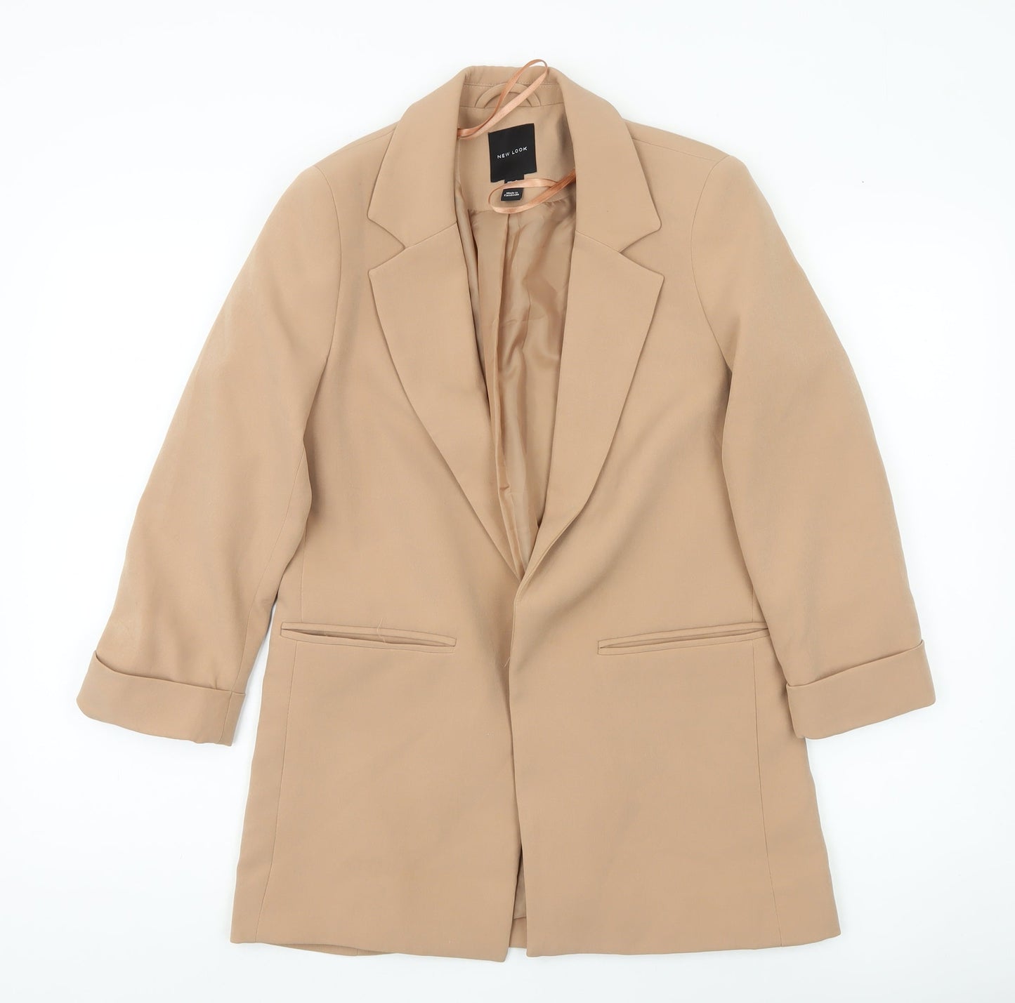 New Look Women's Beige Tailored Blazer UK 8 Mid-Length Notch Lapel