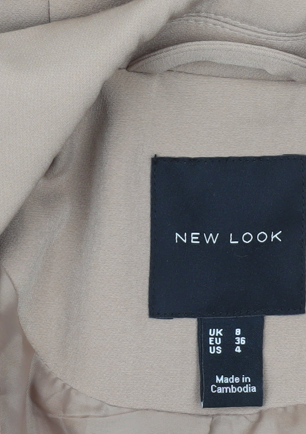 New Look Women's Beige Tailored Blazer UK 8 Mid-Length Notch Lapel