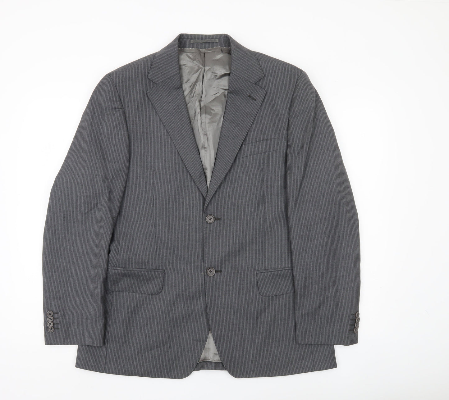 Rochas Paris Men's Grey Wool Pinstripe Blazer Jacket Size 48
