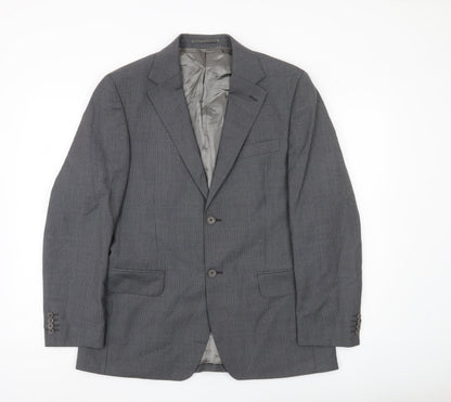 Rochas Paris Men's Grey Wool Pinstripe Blazer Jacket Size 48