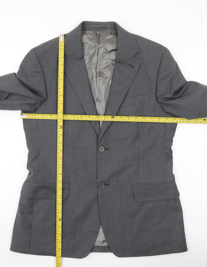 Rochas Paris Men's Grey Wool Pinstripe Blazer Jacket Size 48