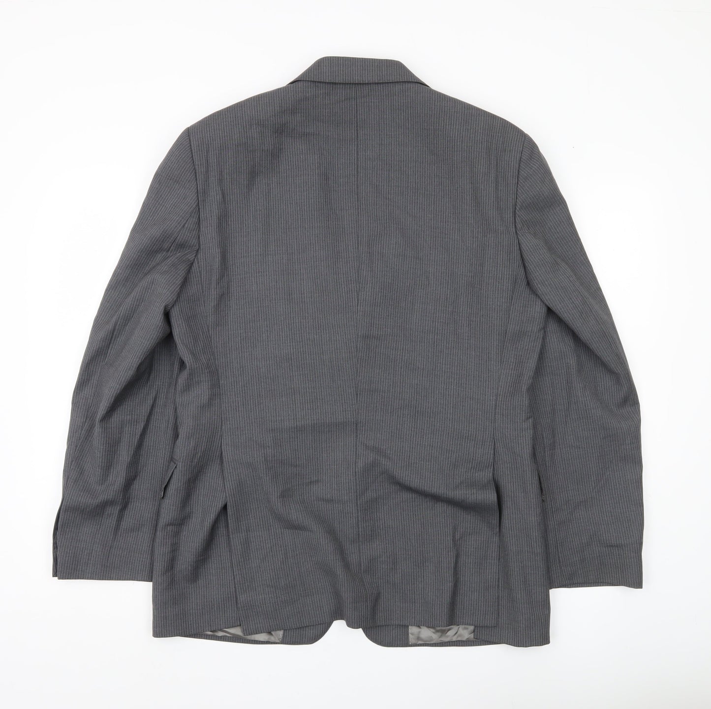 Rochas Paris Men's Grey Wool Pinstripe Blazer Jacket Size 48