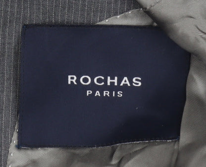 Rochas Paris Men's Grey Wool Pinstripe Blazer Jacket Size 48