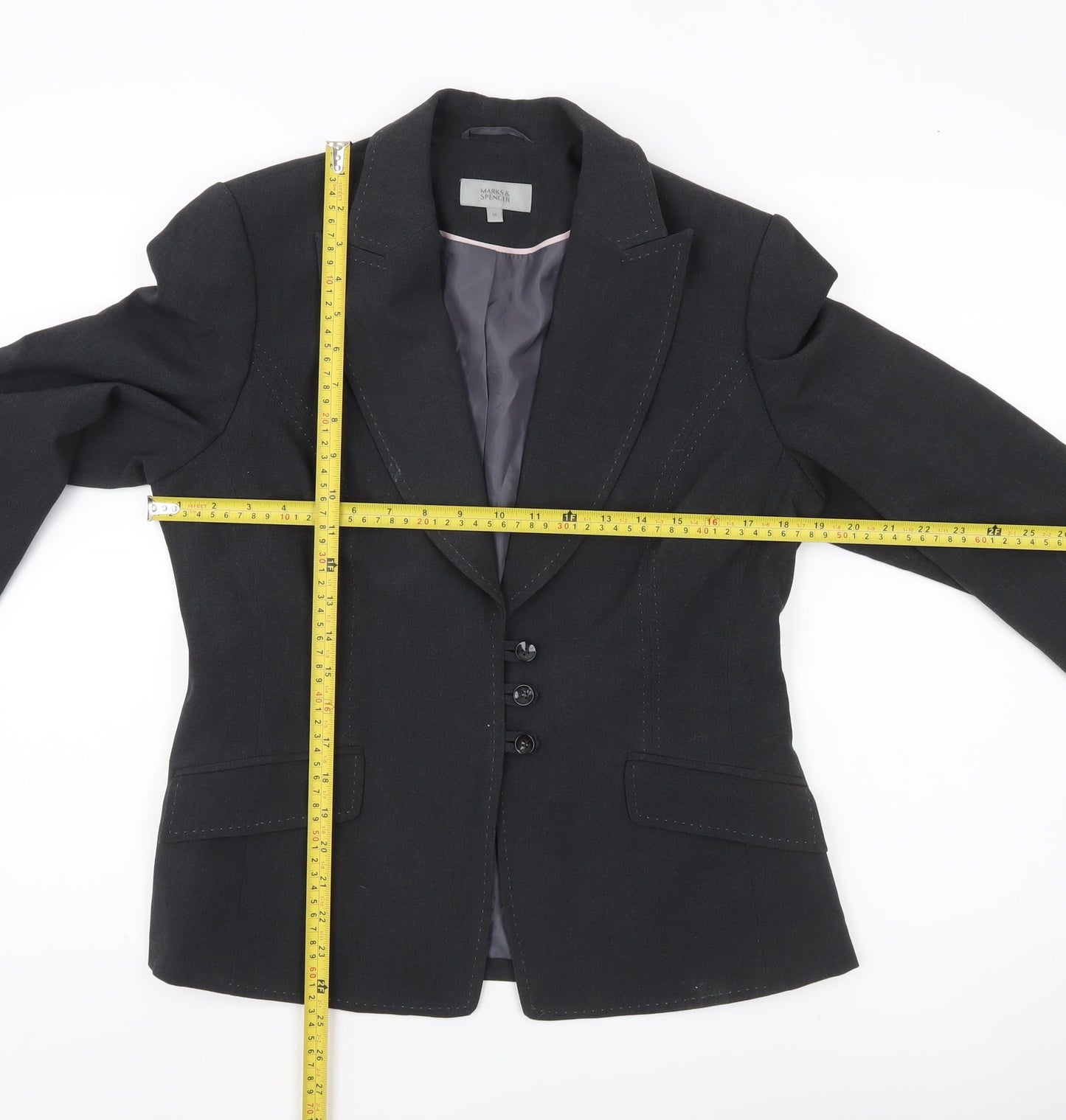 Marks and Spencer Womens Black Size 14 Regular Fit Suit Jacket