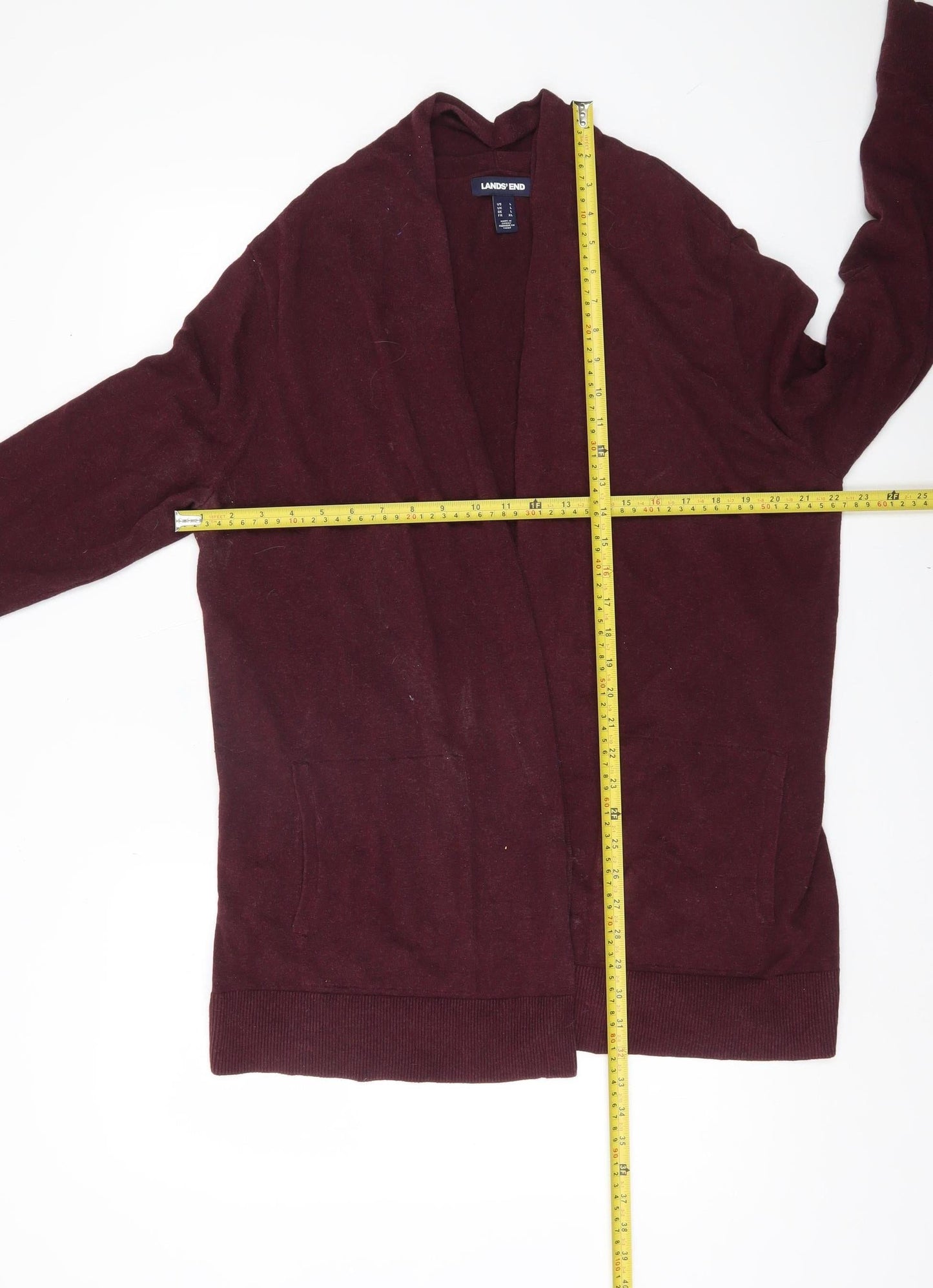 Womens UK Size L Lands' End Red Cardigan Jumper