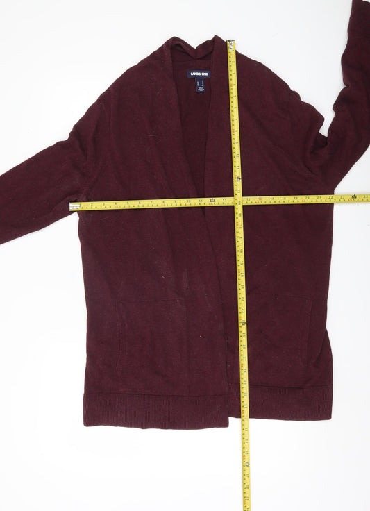 Lands' End Womens Red Cotton Long Sleeve Open Cardigan L
