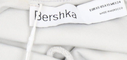 Bershka Women’s Silver XS Bodycon Midi Halter Lace Up Party Dress