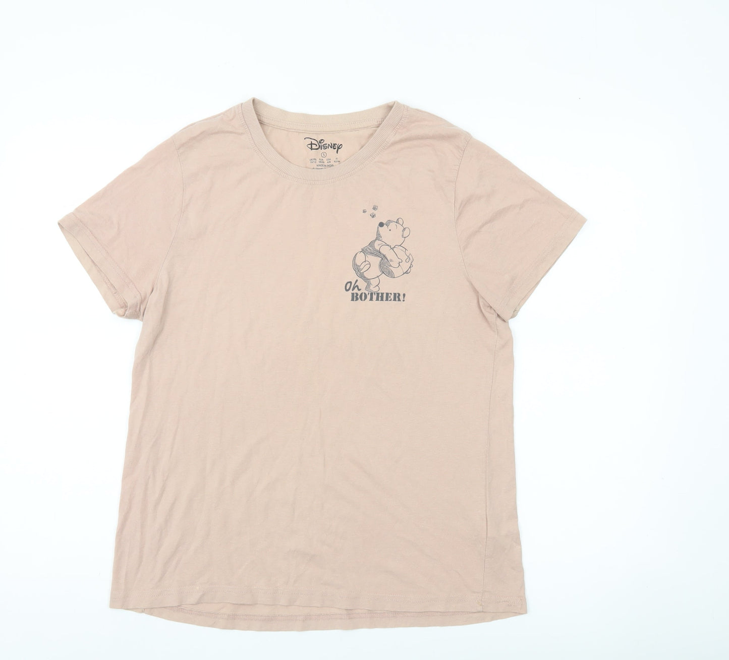 Womens UK Size 10 Disney Beige Basic T-Shirt