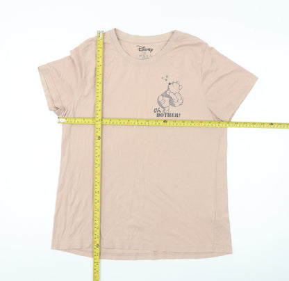 Womens UK Size 10 Disney Beige Basic T-Shirt