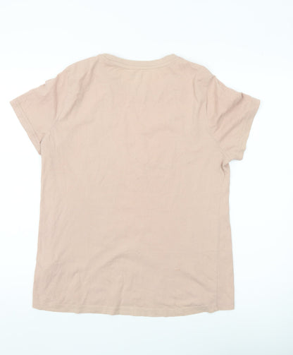 Womens UK Size 10 Disney Beige Basic T-Shirt