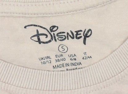 Womens UK Size 10 Disney Beige Basic T-Shirt