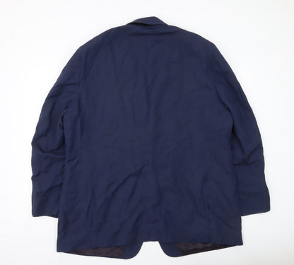 Jaeger Men's Blue Silk Linen Blazer Jacket Size 60R Notch Lapel