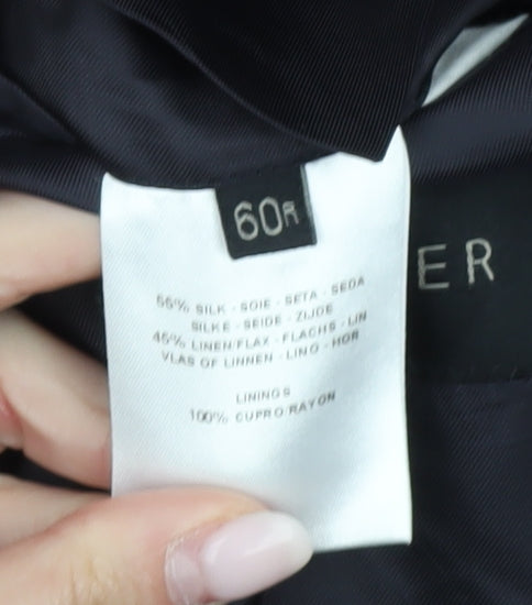 Jaeger Men's Blue Silk Linen Blazer Jacket Size 60R Notch Lapel