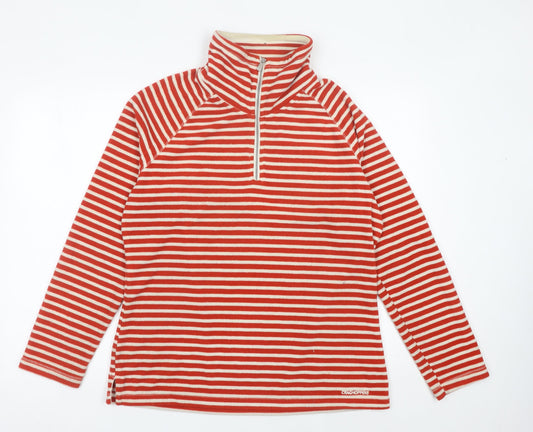 Craghoppers Women Red White Striped 1/2 Zip Sweatshirt UK 12 Polyester